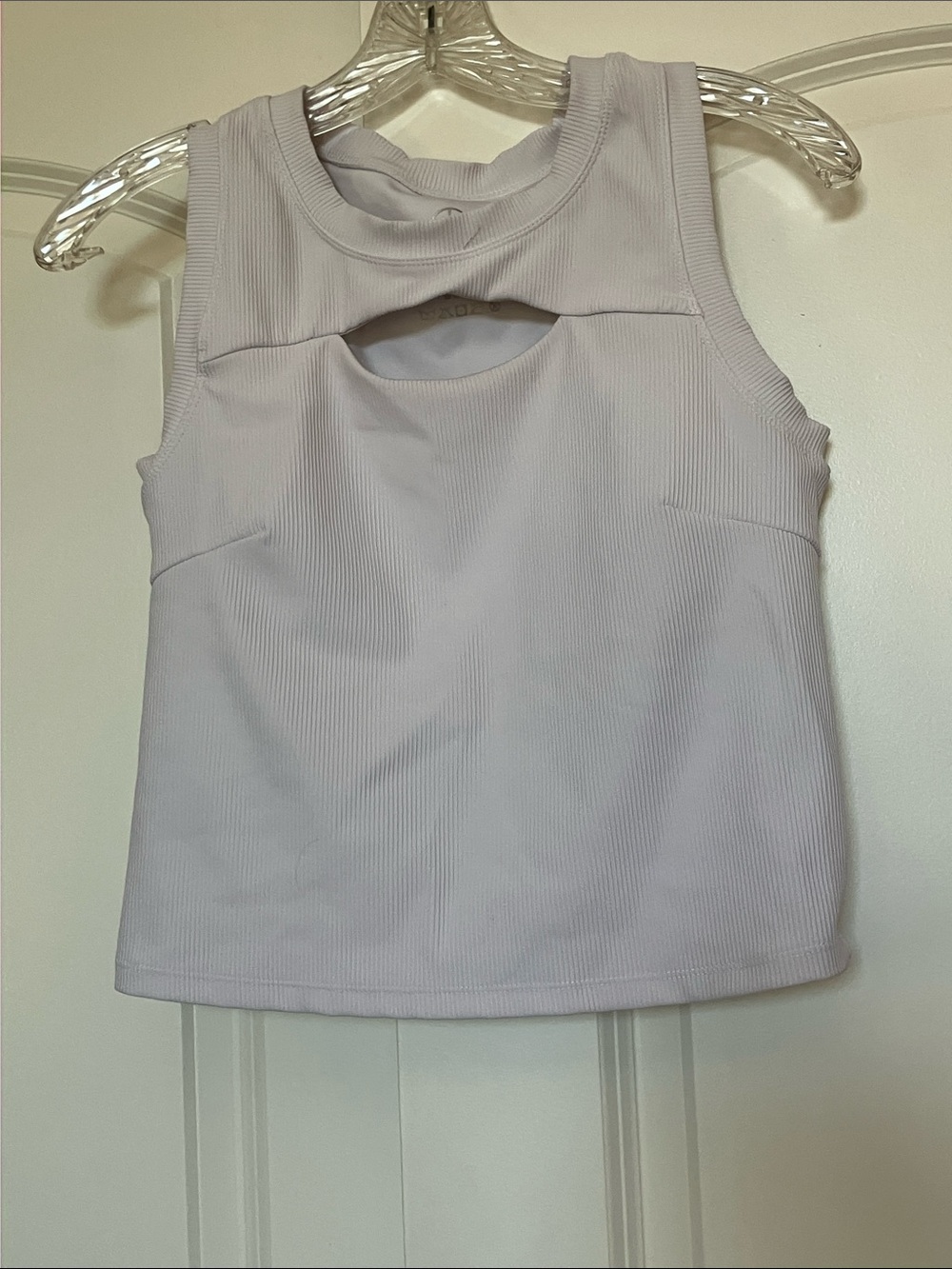 Move Theology White Sleeveless Ribbed Cutout Tank Top Size L
